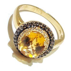 LeVian 14k Honey Gold 2.75 cttw Citrine & Diamond Ring 7.3g. Size 12